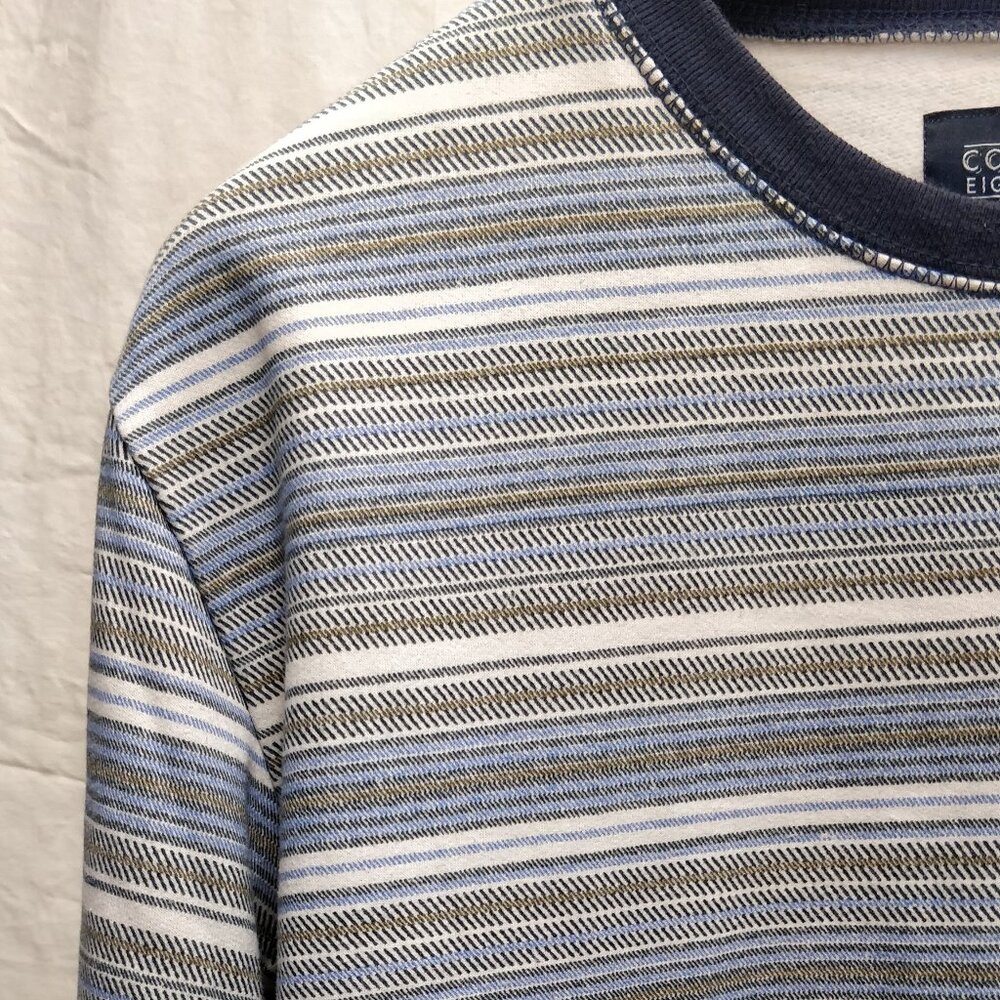 Blue variable stripe pattern crewneck sweater - Picture 2 of 3